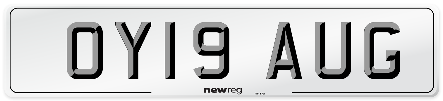 OY19 AUG Number Plate from New Reg